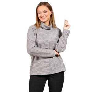 Women’s Workshop Heather Gray knit ribbed long-sleeve sweater SZ XS
